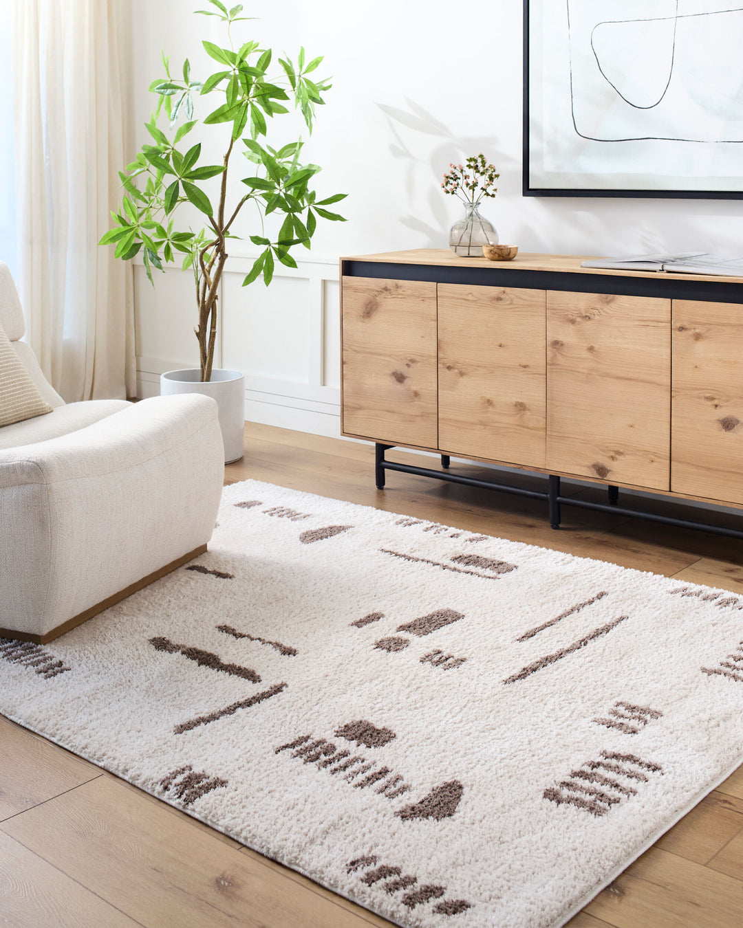 Fossay Washable Shag Rug | FSG | Abstract Shapes