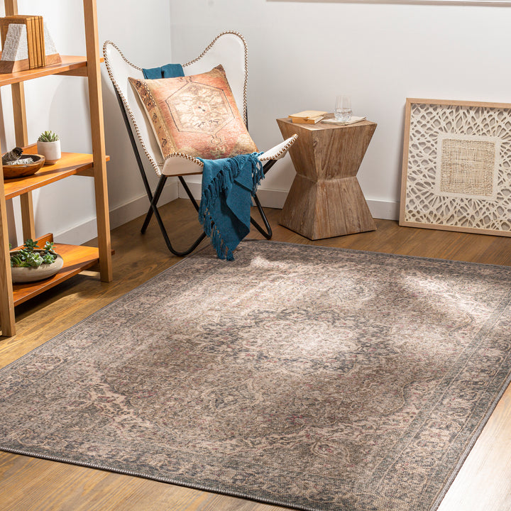 Colin Medallion Washable Rug